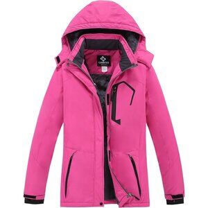 Womens Red Mountain Waterproof Ski Jacket Hooded Windproof Winter Coat Snow